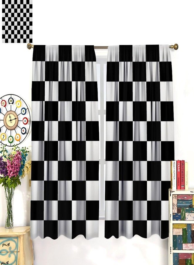 YCness Racing Curtains for Teens Games Room Decor Black White Checkered Flag Art Printed Window Drapes for Kids Bedroom Living Room Nursery Decor Fabric 2 Panel 42x45 Inch 30% Shading Rate - Image 3